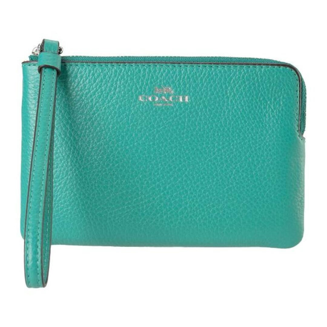 Coach Women's Small Pebbled Leather Corner Zip Wristlet (Bright