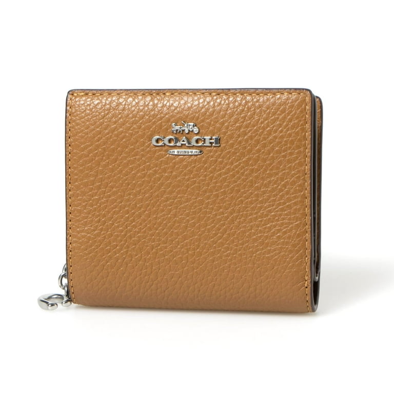 Coach Women's Small Pebbled Leather Snap Wallet (Light Saddle