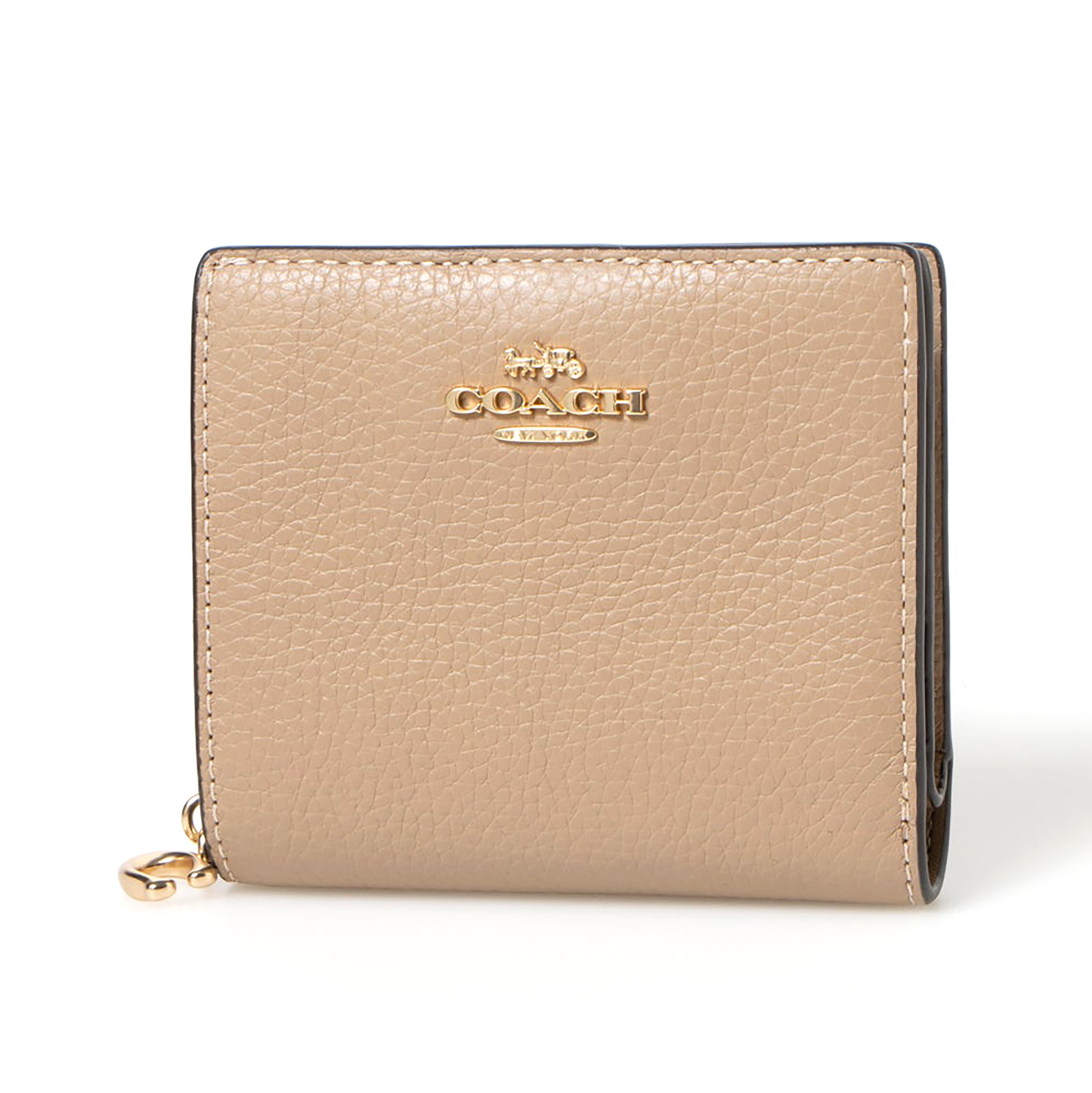 【★大人気★COACH ★Snap Wallet Pebbleレザー折りたたみ財布】 Coach Women's Small Pebbled Leather Snap Wallet (Taupe