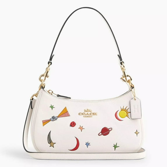Coach Women's Small Pebbled Leather Teri Convertible Shoulder Bag (Chalk Multi)