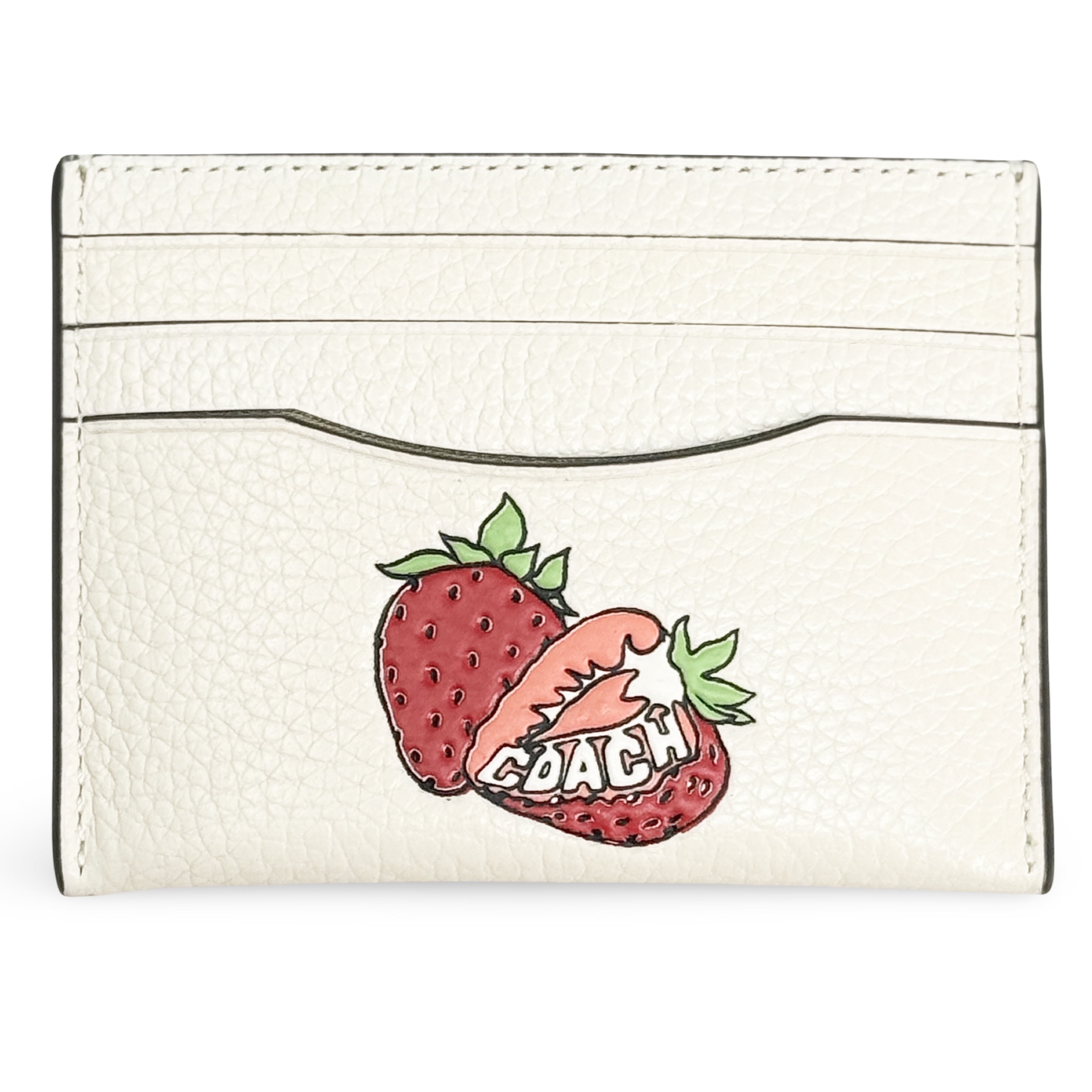 Coach Women's Small Slim Id Card Case with Strawberry Graphic