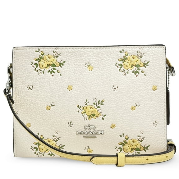 Coach Women's Small Slim Top Zip Crossbody Bag with Floral Print (Chalk Multi)