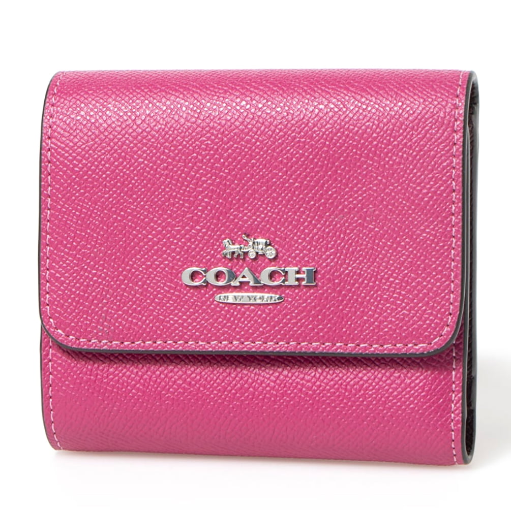 Coach Women's Small Snap Trifold Crossgrain Leather Wallet (Cerise