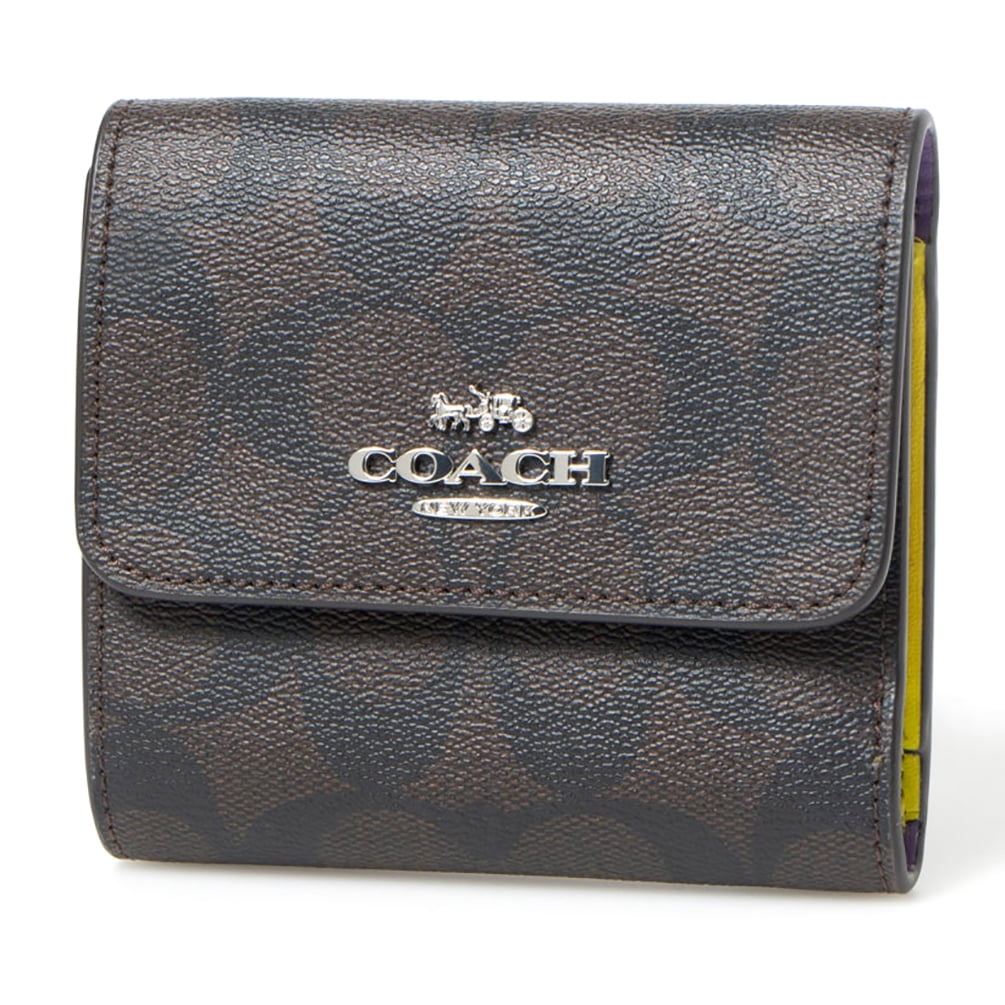 リテール品☆COACH☆Small Snap Wallet Colorblock Interior Coach Women's Small Snap Trifold Leather Wallet in Blocked