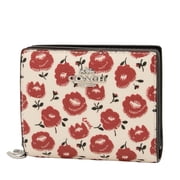 Coach Women s Small Snap Wallet with Floral Print and Zip Coin Pocket Chalk / Black Multi