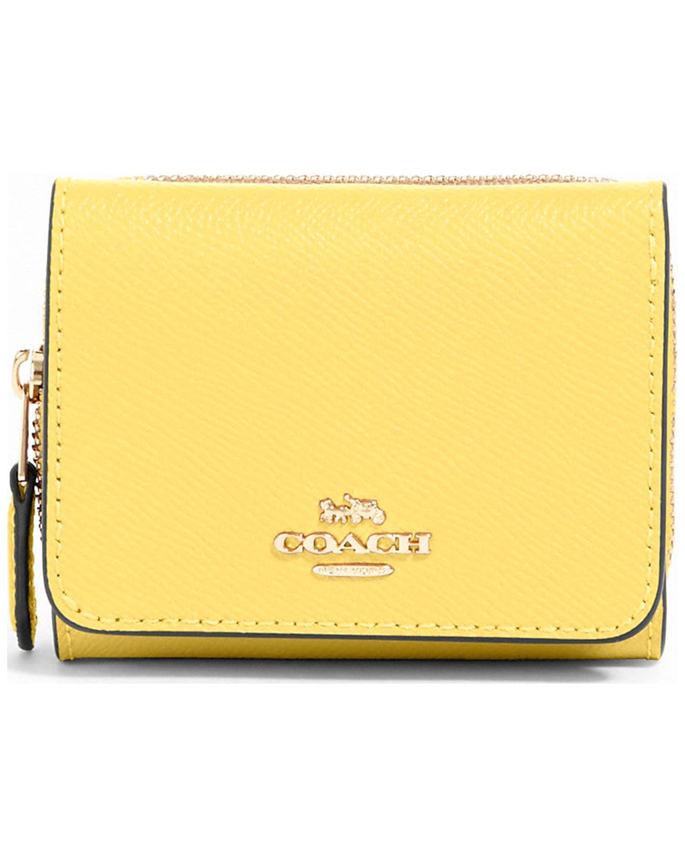 Coach Women s Small Trifold Crossgrain Leather Wallet Retro Yellow