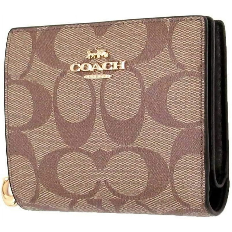 Coach Women's Snap Wallet in Signature Canvas (Khaki - Black