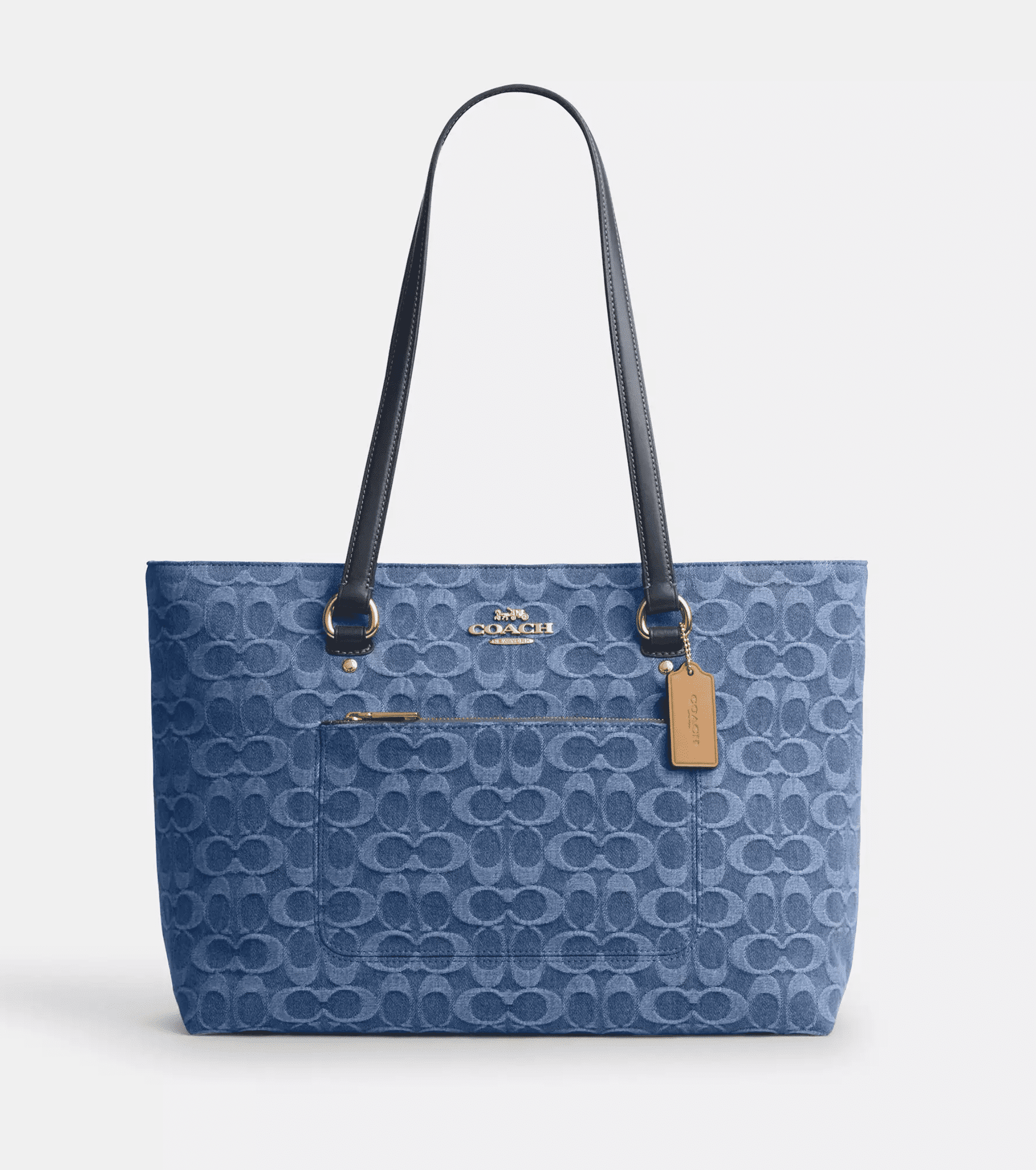 バッグ COACH Signature Denim Tote Large Navy Coach-Women-s-Station-Tote-Bag