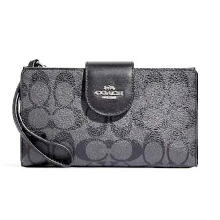 Coach Women's Tech Phone Wallet in Colorblock Signature Canvas- SV/Graphite/Black