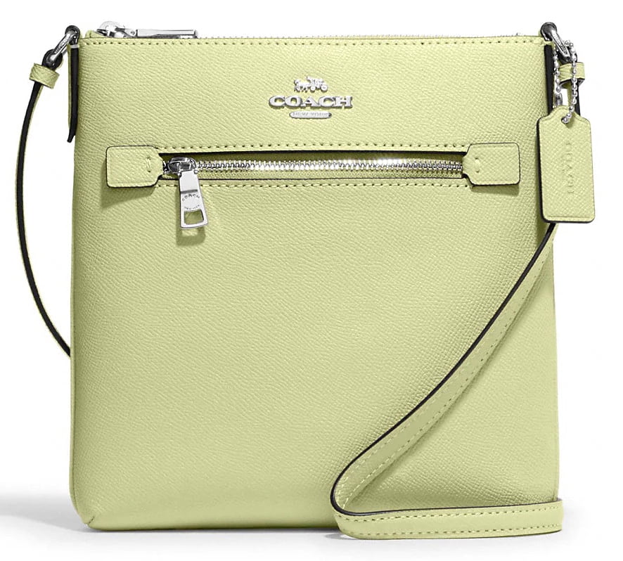 Coach Women s Top Zip Mini Rowan File Crossbody Bag In Crossgrain Leather Pale Lime Walmart
