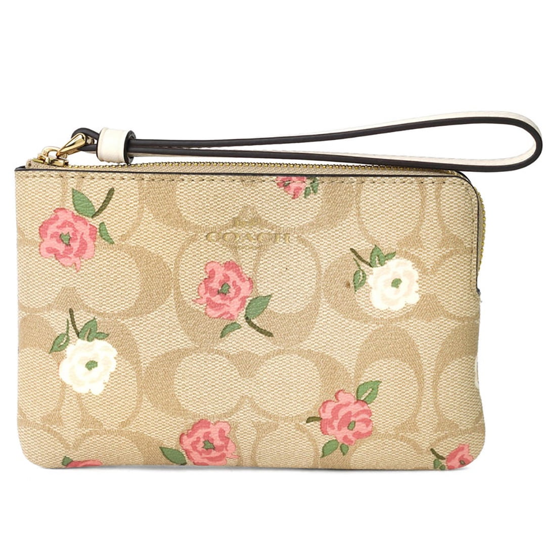 Coach Women's Compact Corner Zip Wristlet, Coated Canvas
