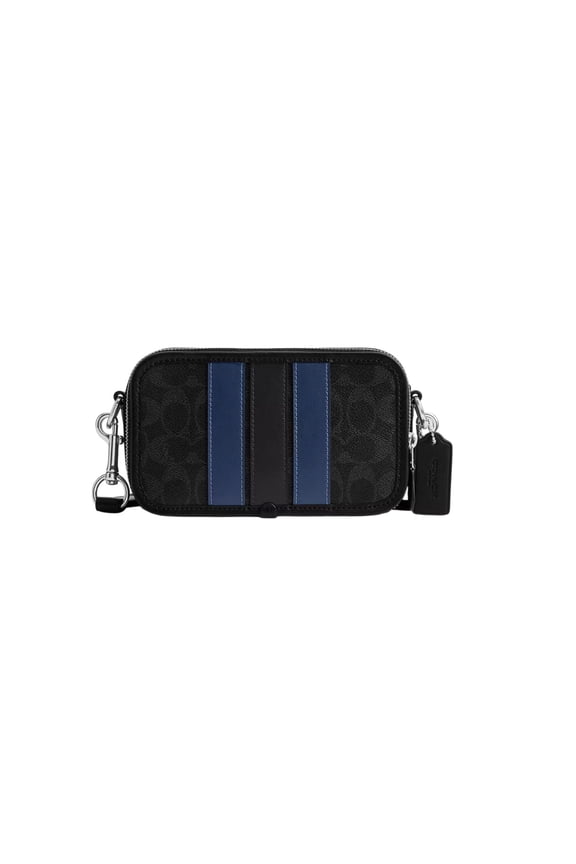 Wyatt Crossbody Bag In Signature Canvas With Varsity Stripe (Black Multi)