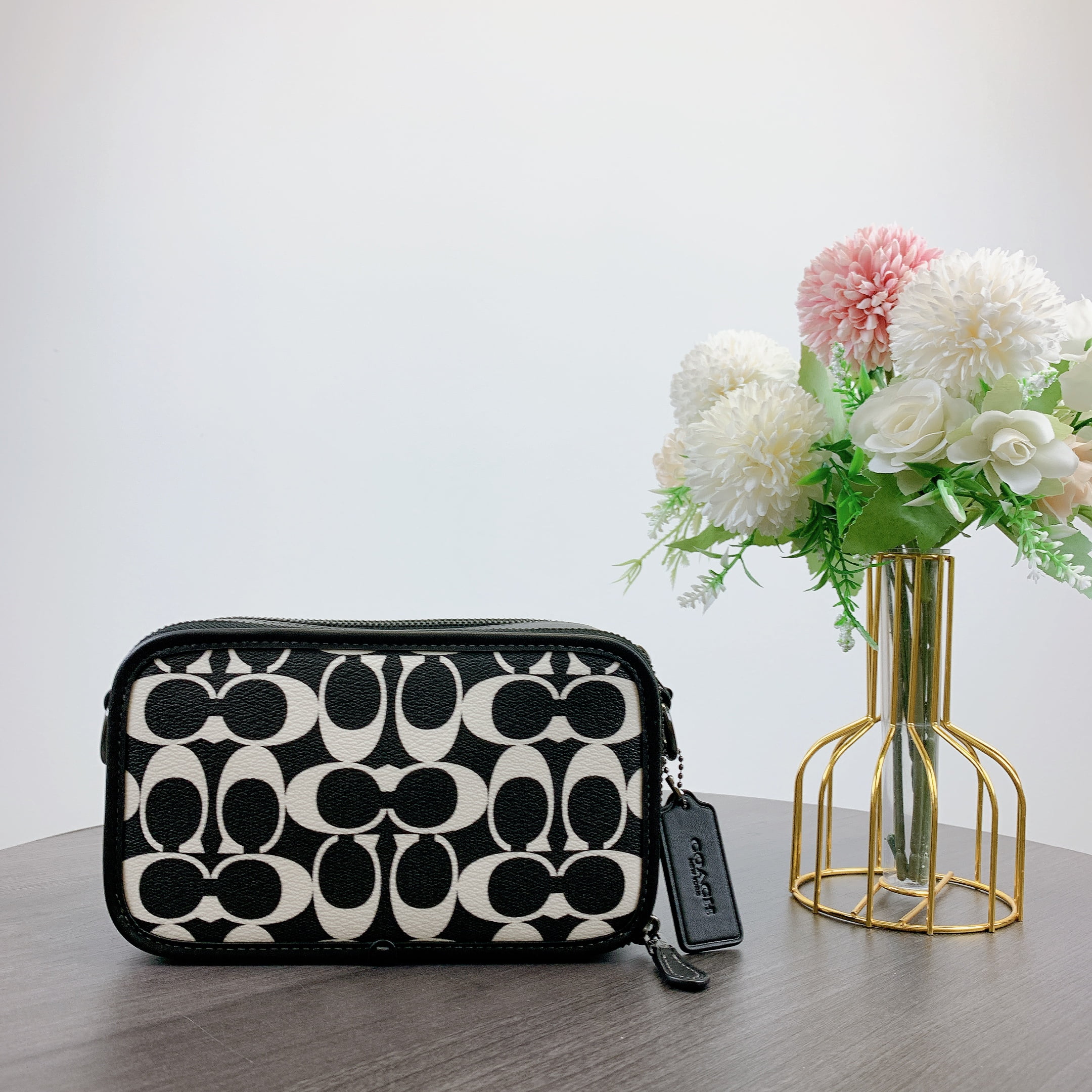 Coach Wyatt Crossbody In Signature Canvas Gunmetal Black Chalk Walmart