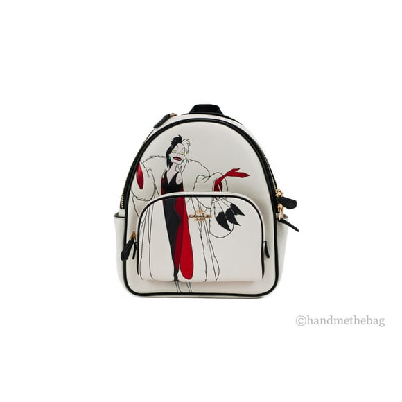 Coach X Disney (CC158) Cruella Motif Mini Pebbled Leather Court Backpack Bag