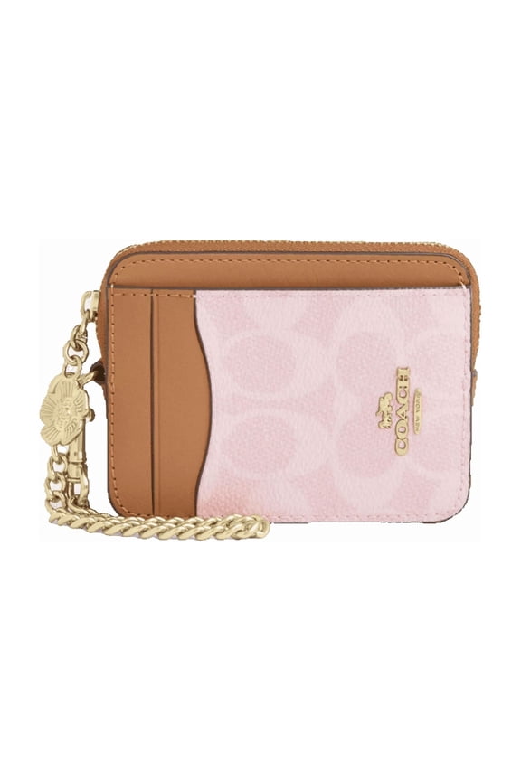 Zip Card Case In Signature Canvas With Charm