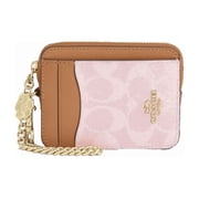 Coach Zip Card Case In Signature Canvas With Charm