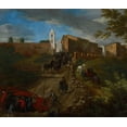 thumbnail image 1 of Coach and Travelers at Madonna del Riposo Near Rome (17th-18th century) Poster Print by Pieter van Bloemen (18 x 24), 1 of 1