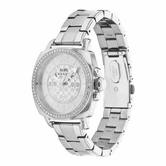 Coach by Coach Women's 34mm Crystal Bezel Stainless Steel Wristwatch, Silver & White, (14503140)