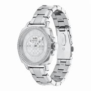 Coach by Coach Womens 34mm Crystal Bezel Stainless Steel Wristwatch, Silver & White, 14503140