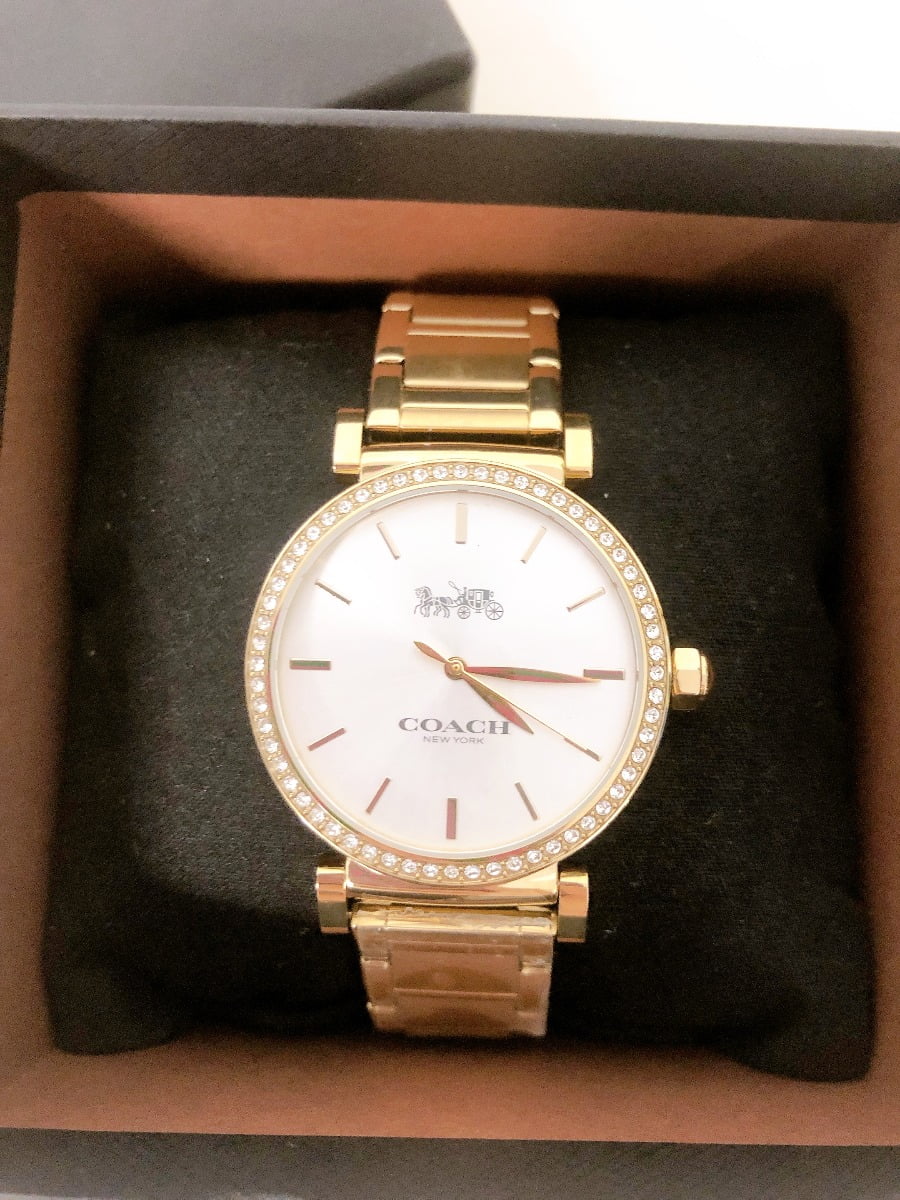 Coach by Coach Women's 36mm Gold Band White Dial Perry Wristwatch, White & Gold, (14503578)