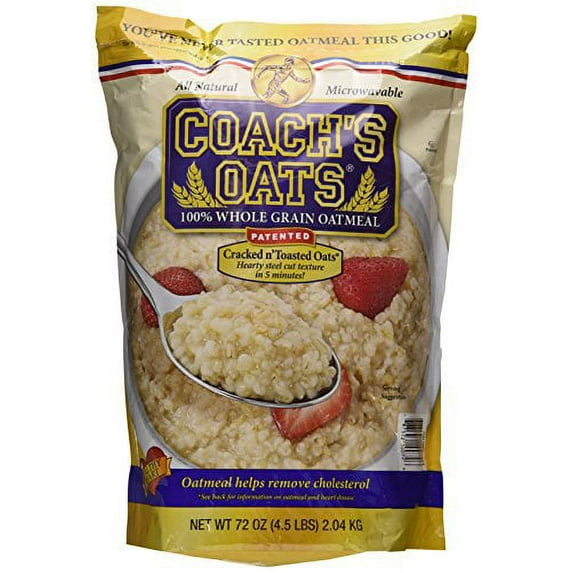 Coach's Oats 100% Whole Grain Oatmeal, Family Size 2 Pack (Total 9 lbs)