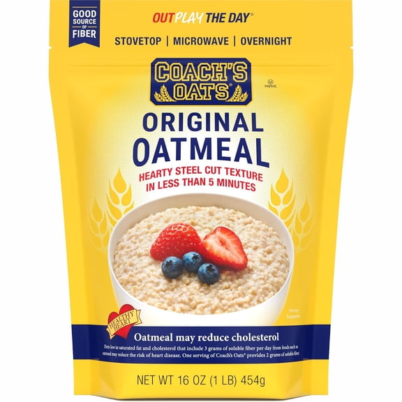 Coach's Oats Organic Whole Grain Oatmeal, Heart-Healthy, 16 oz Bag