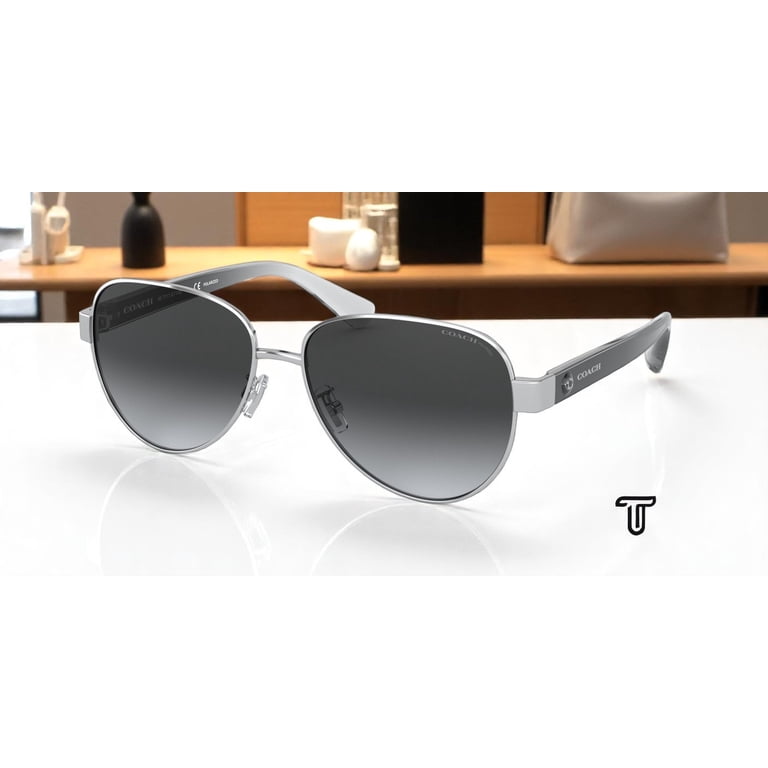 Coach HC 7111 9001T3 L1128 Silver Dark Grey Gradient Sunglasses