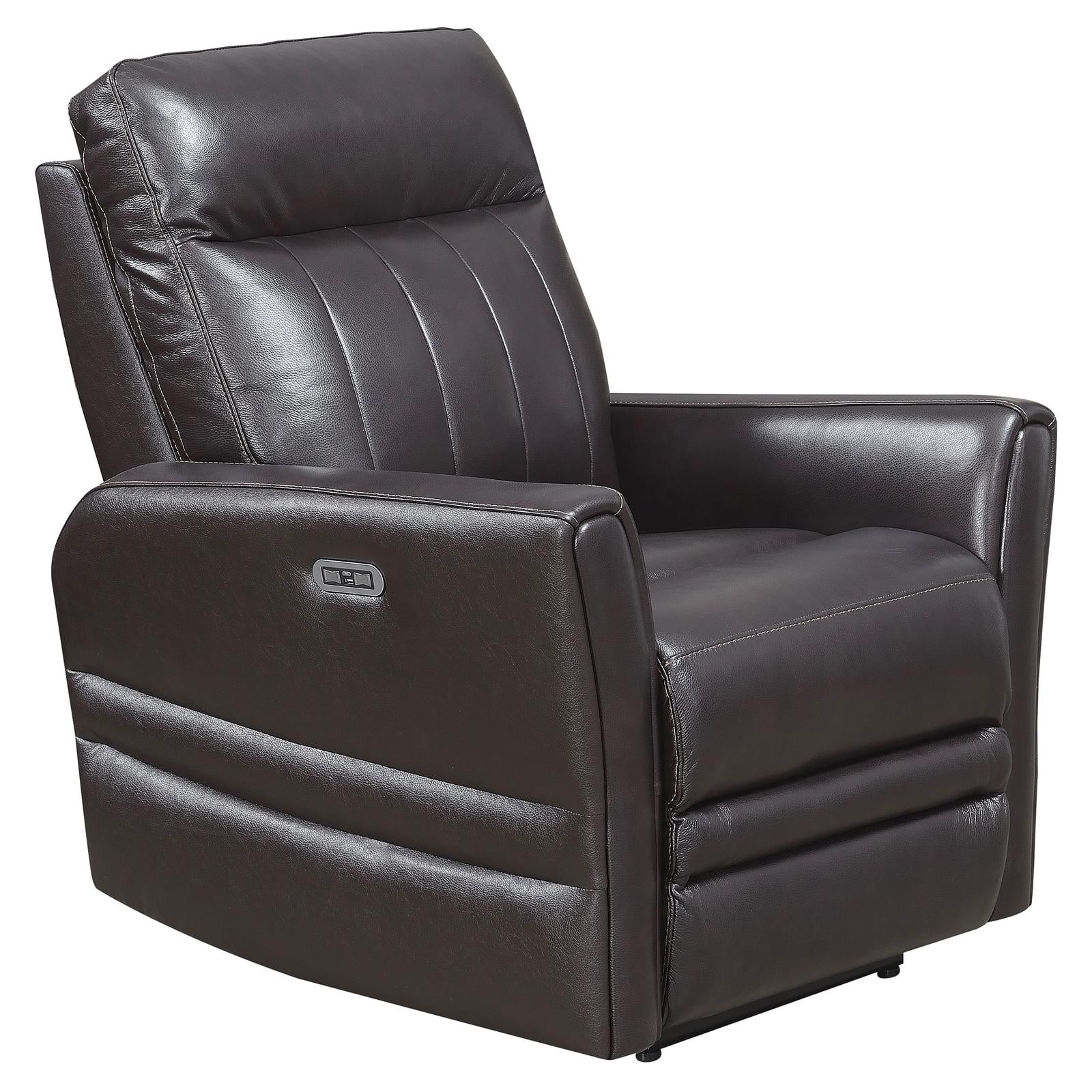 Coachella Transitional Brown Leather Recliner with Power Headrest