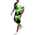 thumbnail image 1 of Coachella Outfits for Men Short/long Sleeve Color Solid Beach Outfits Flower Print Summer Tropical Suit Comfy Summer Beach Short Sets Outfits,Green,XXXL, 1 of 5