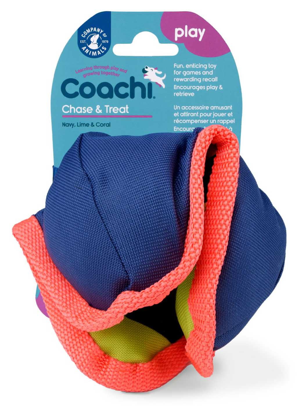 Navy Lime Coral Interactive Chew Treat Dispenser Dog Toy