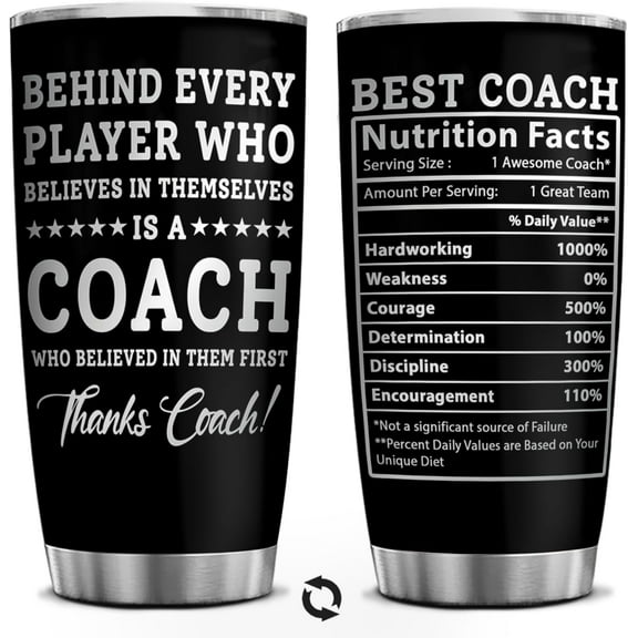 Coaching Coffee Tumbler 20 Oz, Best Coach Cup - Football, Basketball, Baseball Coaches Appreciation Gifts, Funny Gift Idea For Appreciation, Christmas, Birthday