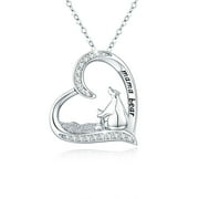 Coachuhhar 925 Sterling Silver Bear Necklace, 18"+2" Rolo Chain, with Gift Box, Silver (Women's)