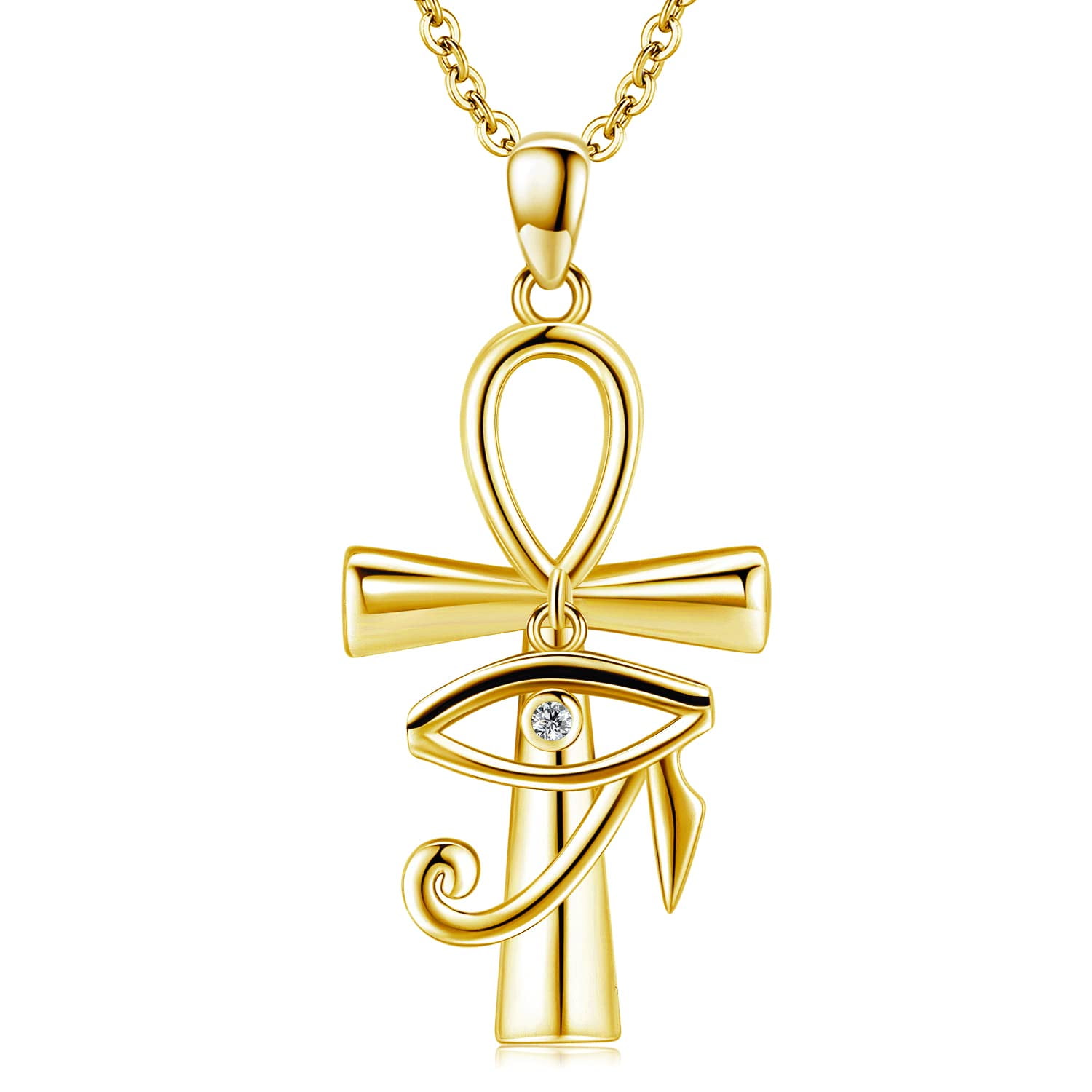Coachuhhar Ankh Necklace 925 Sterling Silver Eye of Horus Necklace