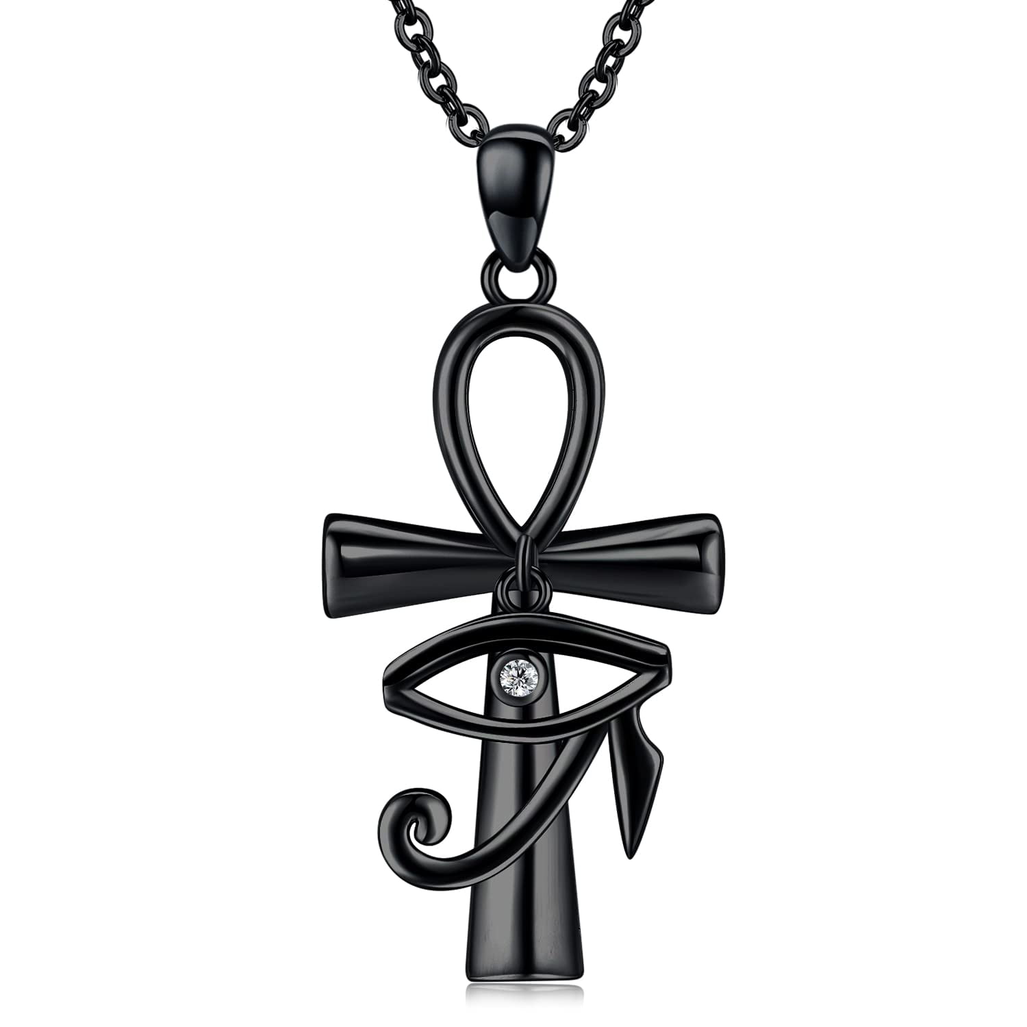 ONEFINITY Collana Ankh Con Occhio Di Horus In Argento 925 | Gioiello Egiziano Uomo E Donna | Regalo Significativo Con Catena 20+2 Pollici - 5