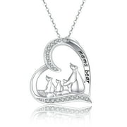 COACHUHHAR Bear Necklace For Women 925 Sterling Silver Cute Animal Necklace Mom Necklace Mama Bear Pendant Necklace Mother Jewelry for Mother's Day