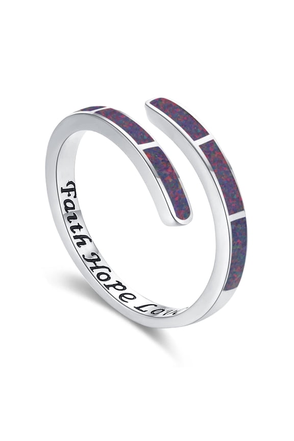 Black Opal Rings for Women 925 Sterling Silver Faith Hope Love Rings Gold Adjustable Open Rings Opal Jewelry for Mother's Day