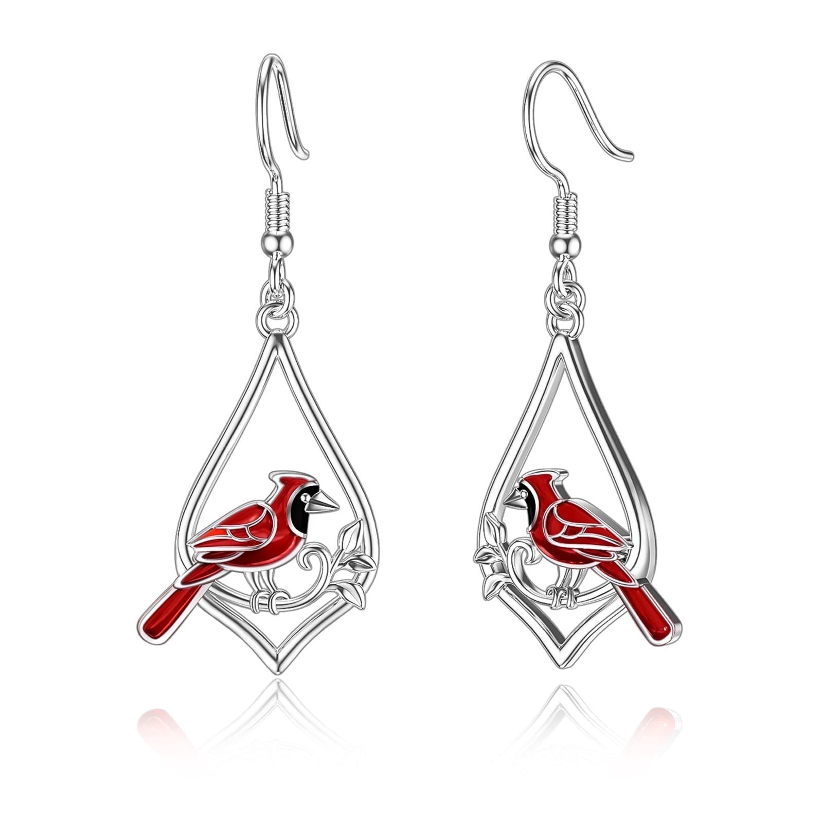 Coachuhhar Cardinal Earrings for Women 925 Sterling Silver Cardinal Dangling Earrings Bird Earrings Cute Animal Drop Earrings Cardinal Jewelry Gifts for Mother's Day Friends