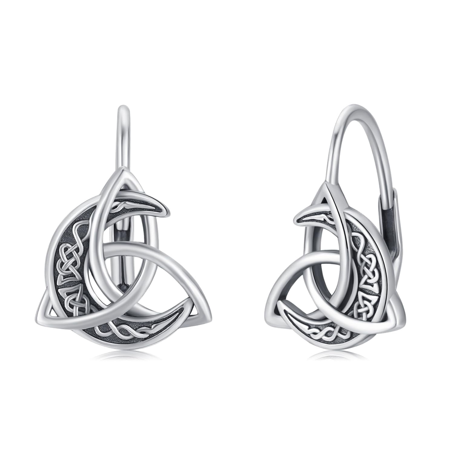 Celtic Knot Drop Earrings - 925 Sterling Silver Leverback Dangle Earrings For Women