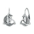 thumbnail image 1 of Coachuhhar Celtic Moon Earrings 925 Sterling Silver Crescent Hoop Earrings Celtic Knot Triangle Vintage Leverback Earrings Good Luck Irish Gifts for Women, 1 of 7