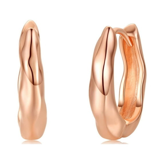 Coachuhhar Chunky Hoop Earrings for Women 925 Sterling Silver Hypoallergenic Rose Gold Huggie Hoop Earrings Fashion Jewelry Gifts