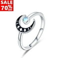 thumbnail image 1 of Coachuhhar Crescent Moon Rings 925 Sterling Silver Moonstone/Cubic Zirconia Rings Adjustable Open Rings Engagement Rings Moon Jewelry Gift for Women, 1 of 6