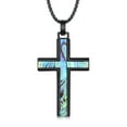 thumbnail image 1 of Coachuhhar Cross Necklace 925 Sterling Silver Black Cross with Abalone Shell Pendant Necklace Cross Jewelry Religious Gifts for Women men, 1 of 7