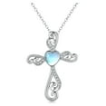 thumbnail image 1 of Coachuhhar Cross Necklace 925 Sterling Silver Heart Moonstone/Turquoise Pendant Necklace Cross Jewelry Gifts for Women, 1 of 8