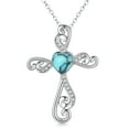 thumbnail image 1 of Coachuhhar Cross Necklace 925 Sterling Silver Heart Moonstone/Turquoise Pendant Necklace Cross Jewelry Gifts for Women, 1 of 7