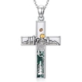 thumbnail image 1 of Coachuhhar Cross Necklace 925 Sterling Silver Malachite Mountain Pendant Necklaces Mustard Seeds Jewelry Hiking Xmas Christmas Gifts for Women Mom Wife Birthday, 1 of 7