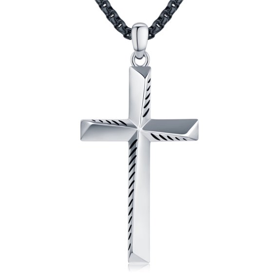 Coachuhhar Cross Necklace 925 Sterling Silver Religious Protection Pendant Necklace Cross Jewelry Catholic Gifts for Men Women