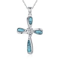 thumbnail image 1 of Coachuhhar Cross Necklace 925 Sterling Silver Turquoise Pendant Necklaces Religious Jewelry Gifts for Women Mom Birthday, 1 of 7
