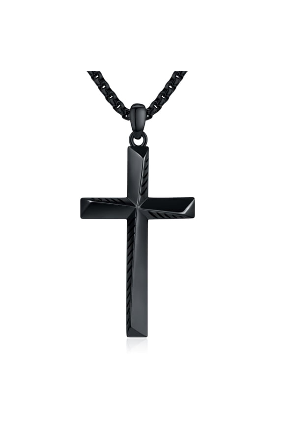 Cross Necklace for Men 925 Sterling Silver Crucifix Pendant Necklace Religion Cross Jewelry Gifts for Father Husband Son