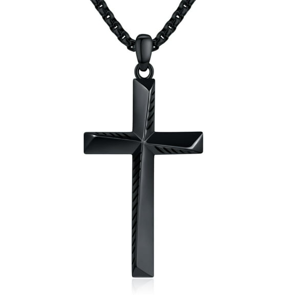 Coachuhhar Cross Necklace for Men 925 Sterling Silver Crucifix Pendant Necklace Religion Cross Jewelry Gifts for Father Husband Son