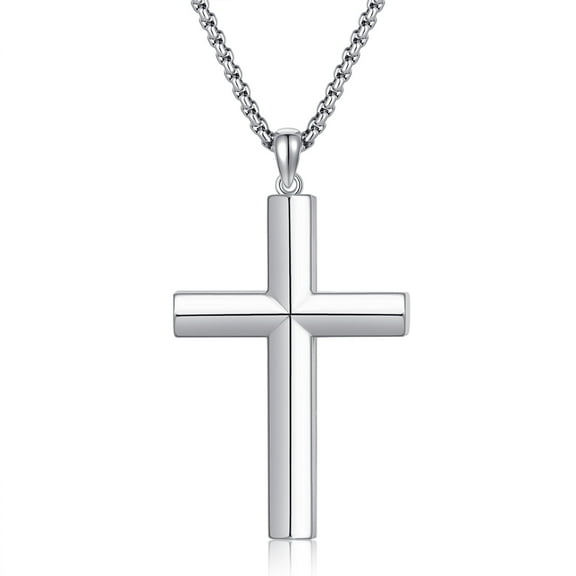 Coachuhhar Cross Necklace for Men 925 Sterling Silver Crucifix Pendant Necklace Religion Cross Jewelry Gifts for Father Husband Son
